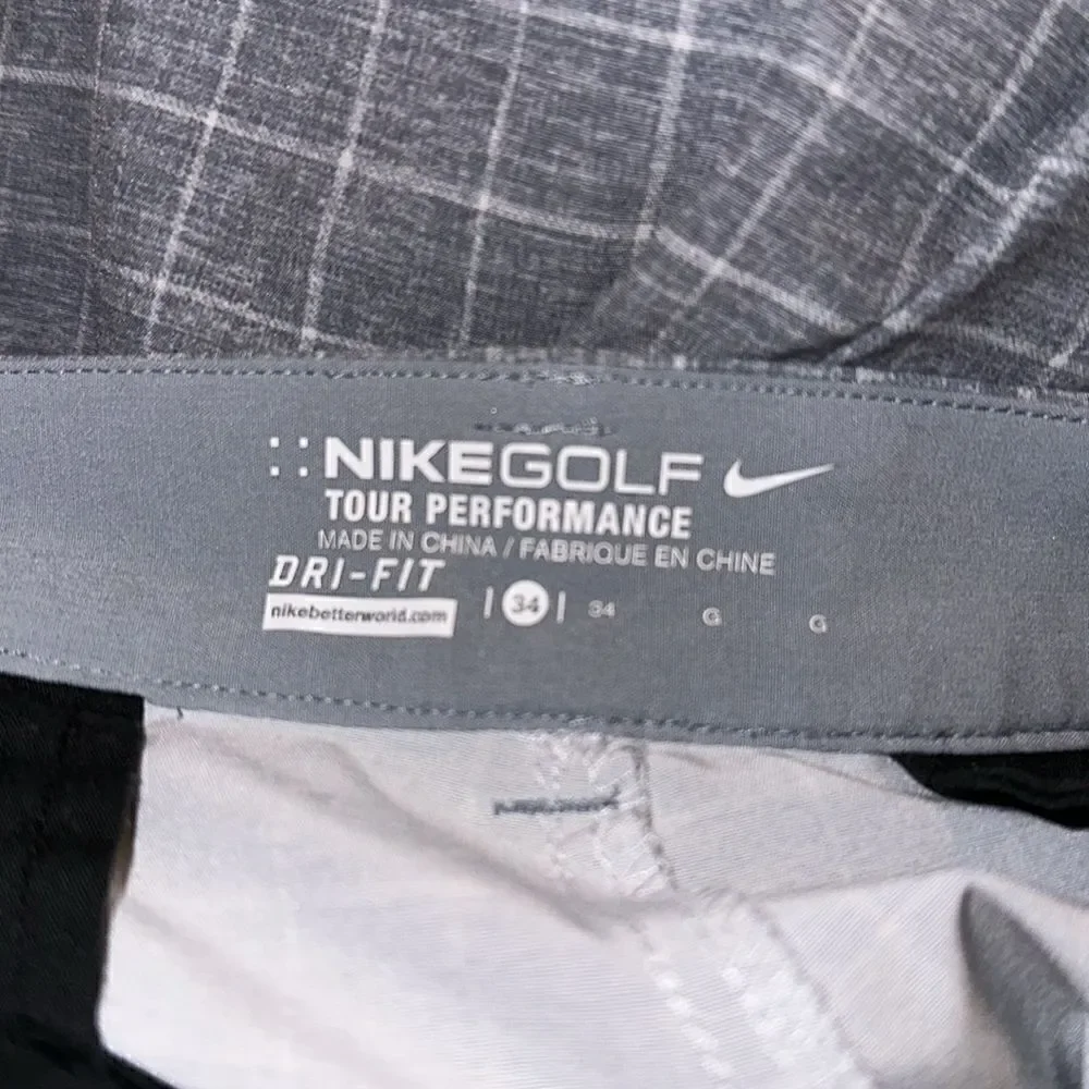 Nike Golf Shorts Tour Performance Gray Checked Men’s Size 34